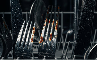 Rust spots on stainless steel silverware in dishwasher rack